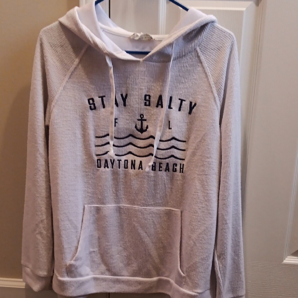 White Embroidered Hoodie Daytona Beach